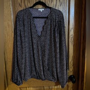 Women's Purple and White Polka Dot Plus Size Blouse